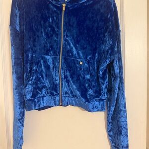 Fabletics Royal Blue Velvet Bomber Jacket